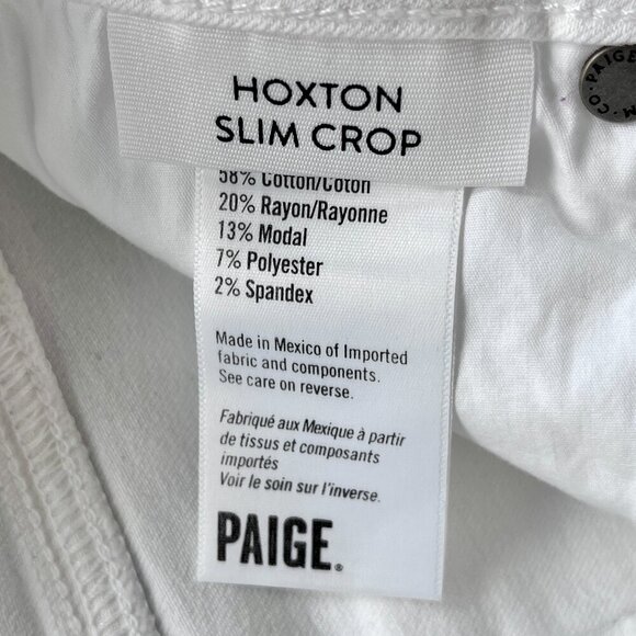 Paige Hoxton High Rise Slim Crop Jeans White Size 26 Raw Hem Stretch Denim - Picture 3 of 7